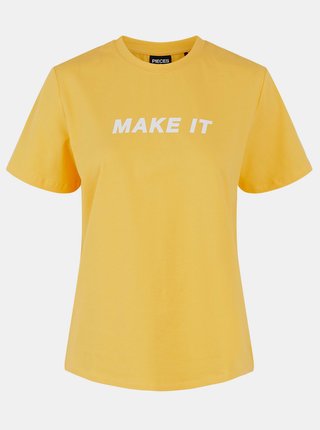 Žlté tričko s nápisom Pieces Niru