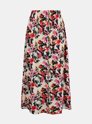 Žluto-růžová vzorovaná maxi sukně s knoflíky ONLY Nova