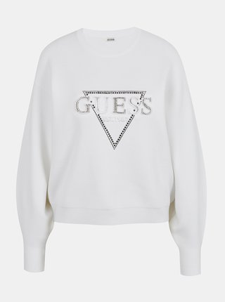 Biely dámsky sveter s nápisom Guess Beatrice