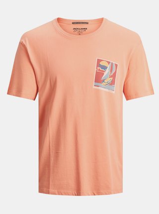 Oranžové tričko s potlačou Jack & Jones Tropicana