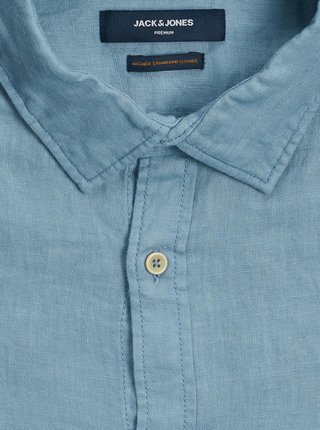 Modrá ľanová košeľa Jack & Jones Plain
