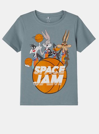 Šedé chlapčenské tričko s potlačou name it Space Jam