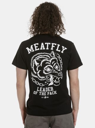 Černé pánské tričko s potiskem na zádech Meatfly Leader 