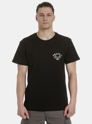 Čierne pánske tričko s potlačou na chrbte Meatfly Valhalla