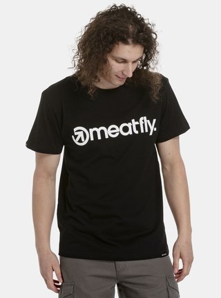 Čierne pánske tričko s potlačou Meatfly Logo