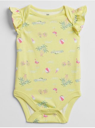 Žluté holčičí baby body mix and match print ruffle bodysuit GAP