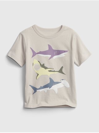 Šedé klučičí dětské tričko sharks graphic t-shirt GAP