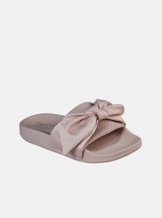 Růžovozlaté pantofle s mašlí Skechers Pop Ups 