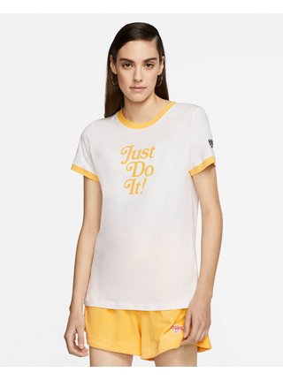 Tričká s krátkym rukávom pre ženy Nike - žltá, biela
