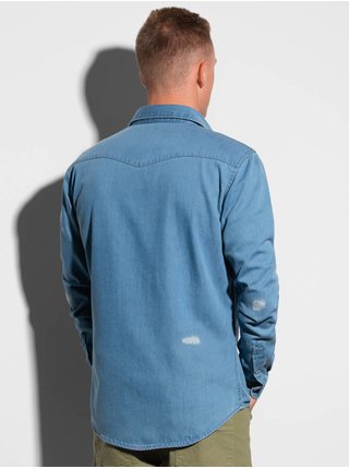 Modrá pánská džínová košile K567