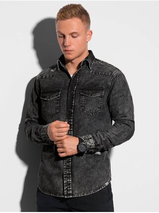 Černá pánská košile Ombre Clothing K567