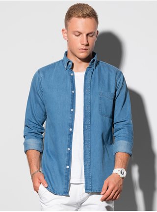 Modrá pánská košile Ombre Clothing K568