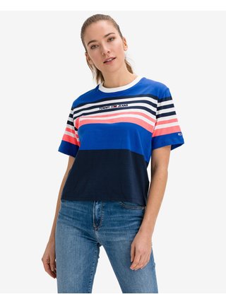 Tričká s krátkym rukávom pre ženy Tommy Jeans - modrá, ružová, biela