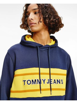 Mikiny s kapucou pre mužov Tommy Jeans - modrá