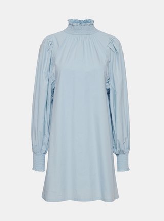 Světle modré dámské šaty se stojáčkem ICHI