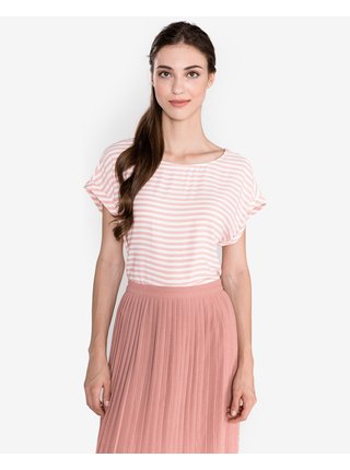 Tričká s krátkym rukávom pre ženy Tom Tailor Denim - ružová, biela