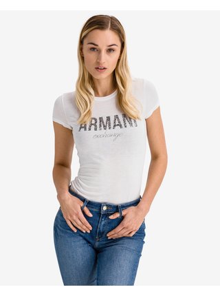 Tričká s krátkym rukávom pre ženy Armani Exchange - biela