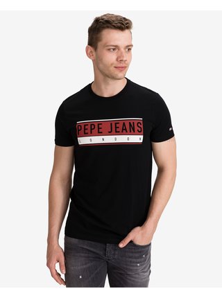 Tričká s krátkym rukávom pre mužov Pepe Jeans - čierna