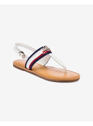 Bílé dámské sandály Tommy Hilfiger Shimmery Ribbon Flat