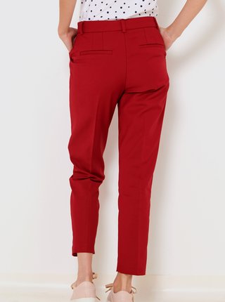 Červené skrátené straight fit nohavice CAMAIEU