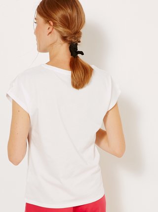 Biele tričko s ozdobným detailom CAMAIEU