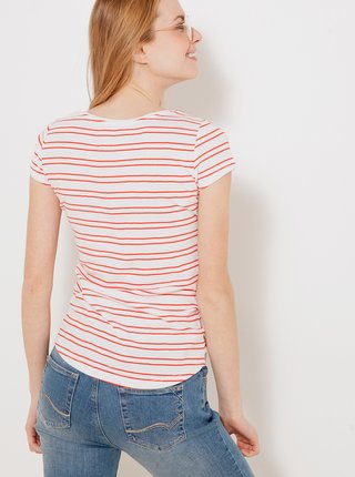 Červeno-biele pruhované tričko CAMAIEU