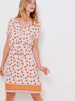 Oranžovo-bílé květované šaty CAMAIEU