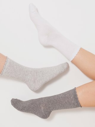 Ponožky pre ženy CAMAIEU - svetlosivá, tmavosivá, biela