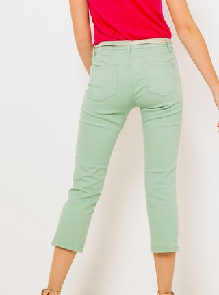Zelené 3/4 kalhoty s páskem CAMAIEU