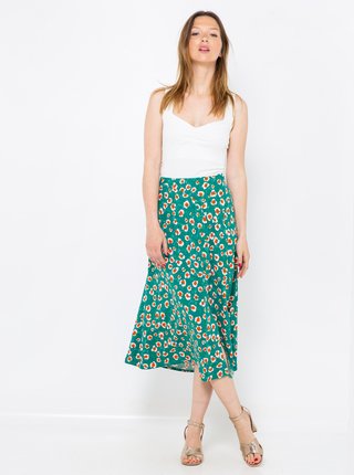 Tyrkysová kvetovaná midi sukňa CAMAIEU