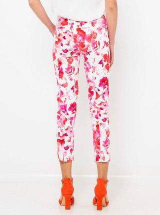 Ružovo-biele kvetované nohavice CAMAIEU