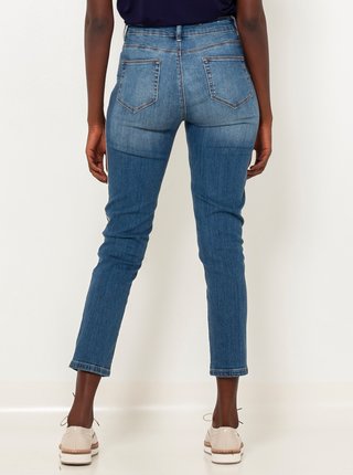 Modré zkrácené skinny fit džíny s lampasem CAMAIEU