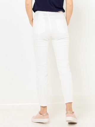 Bílé zkrácené slim fit kalhoty CAMAIEU