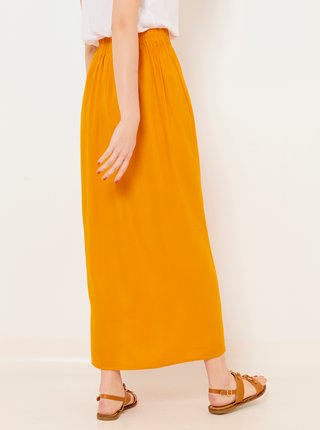 Oranžová maxi sukňa s ozdobnou výšivkou CAMAIEU