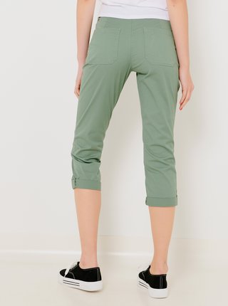 Zelené 3/4 slilm fit kalhoty CAMAIEU
