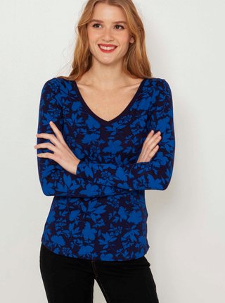 Tmavě modré vzorované tričko CAMAIEU