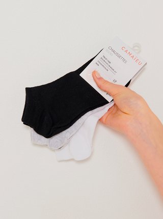 Sada tří párů ponožek v černé a bílé barvě CAMAIEU
