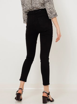 Černé zkrácené skinny fit džíny s vysokým pasem CAMAIEU