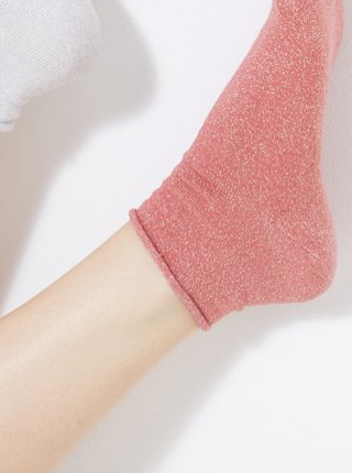 Sada dvou dámských kotníkových ponožek v bílé a růžové barvě CAMAIEU