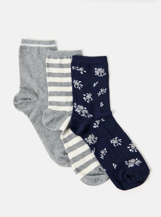 Sada troch párov vzorovaných ponožiek v čiernej a šedej farbe CAMAIEU