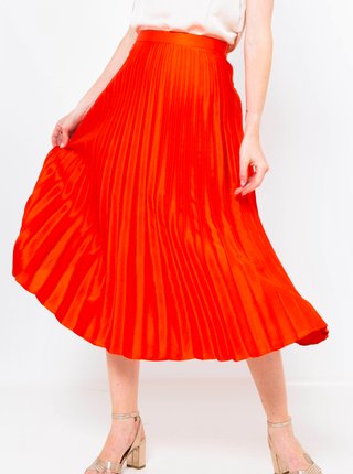 Oranžová plisovaná midi sukňa CAMAIEU