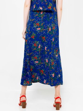 Tmavomodrá kvetovaná midi sukňa CAMAIEU