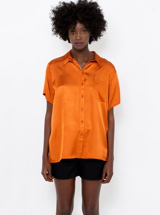 Oranžová saténová košeľa CAMAIEU