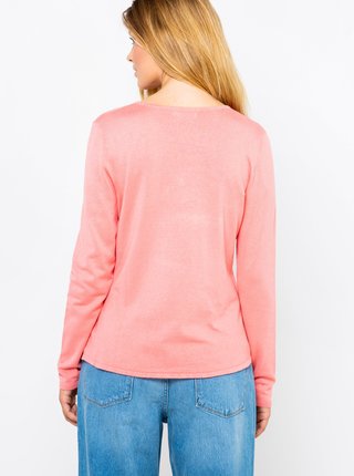 Růžové tričko s dlouhým rukávem CAMAIEU