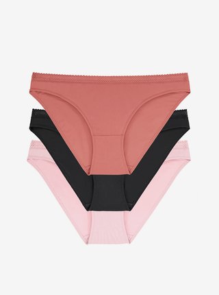 Sada tří kalhotek v černé a růžové barvě DORINA Zanna-3pp