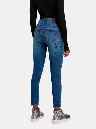 Modré dámské zkrácené skinny fit džíny Desigual Austral
