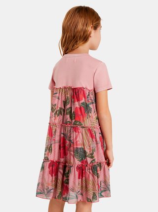 Růžové holčičí květované šaty Desigual Zafiro