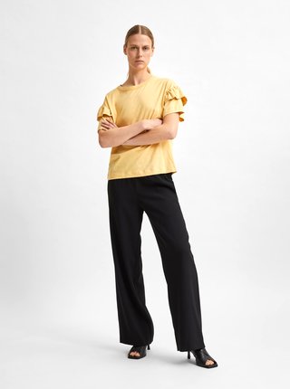 Tričká s krátkym rukávom pre ženy Selected Femme - žltá