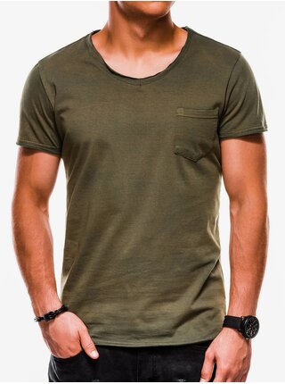 Khaki pánské tričko s kapsou S1049