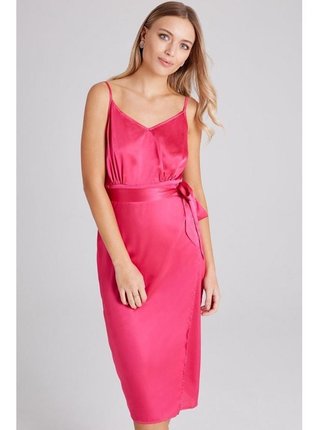 Růžové ramínkové šaty s opásáním LITTLE MISTRESS
